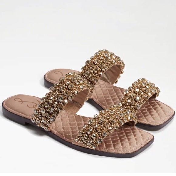 ▪️NIB Sam Edelman Ezel Embellished Two Strap Slide Sandal - Picture 1 of 10